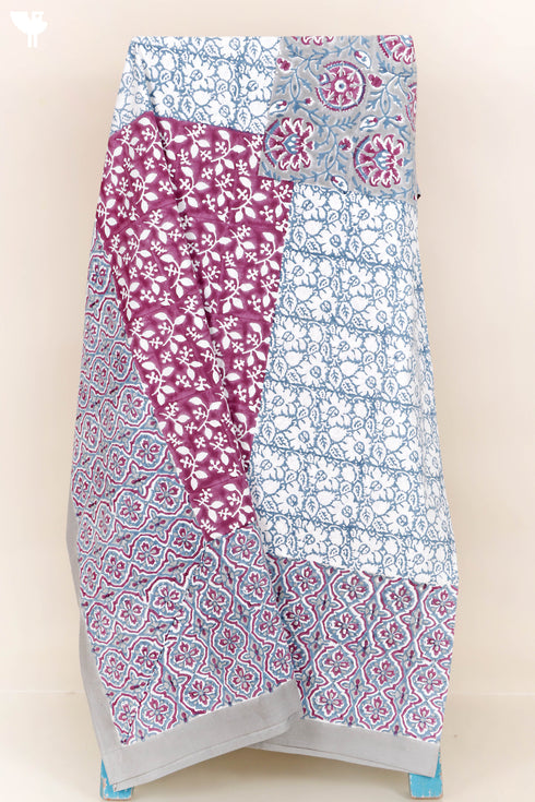 20s Cotton KING SIZE Bed Cover In Assorted Block Print