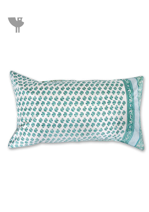 20s Cotton Rectangle Cushion Cover In Floral Block Print