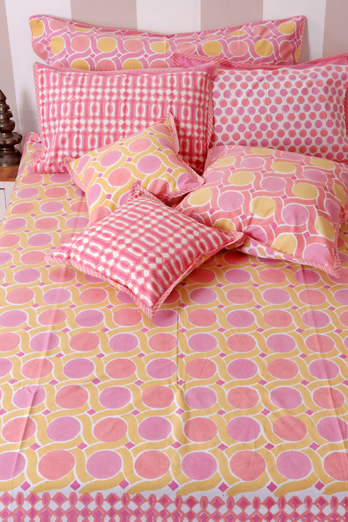 20s Cotton Lumbar Cushion Cover In Block Print