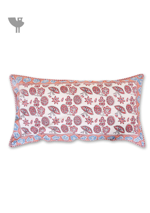 20s Cotton Lumbar Cushion Cover In Block Print