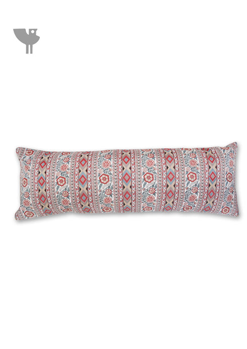20s Cotton Cushion Cover In Indian Blue and Brick Red Floral Print