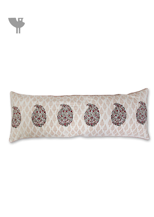 20s Cotton Lumbar Cushion Cover in Floral Block Print