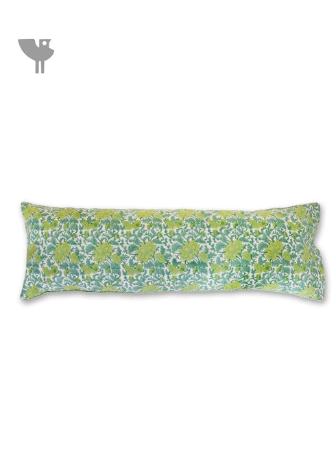 20s CottonLumbar Cushion Cover In Floral Block Print