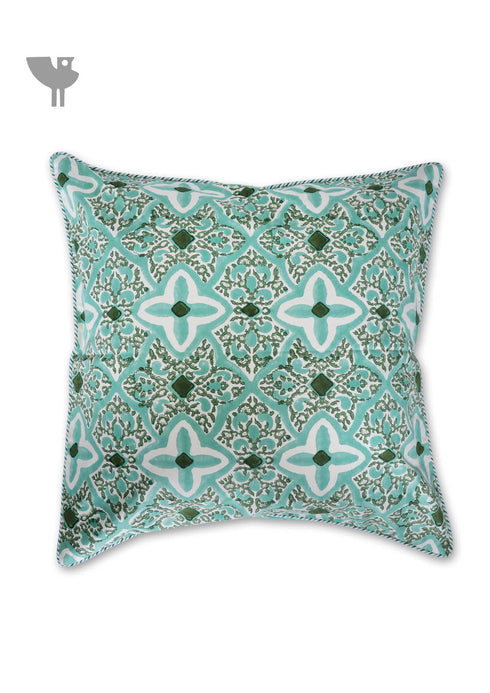 20s Cotton Large Cushion Cover In Floral Block Print