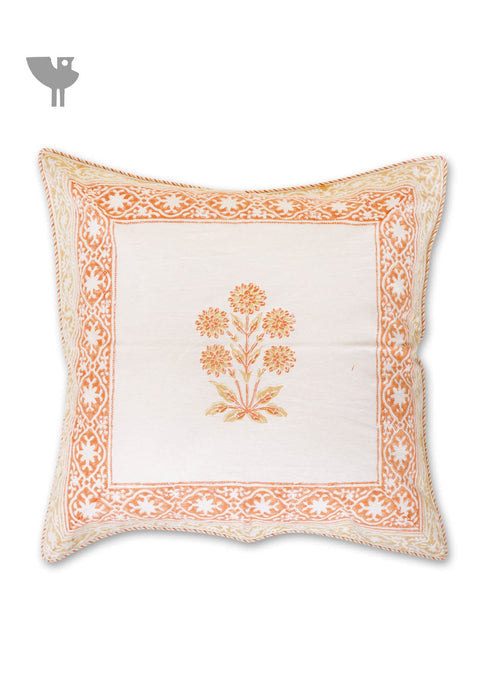 20s Cotton Cushion Cover in Block Print with Piping