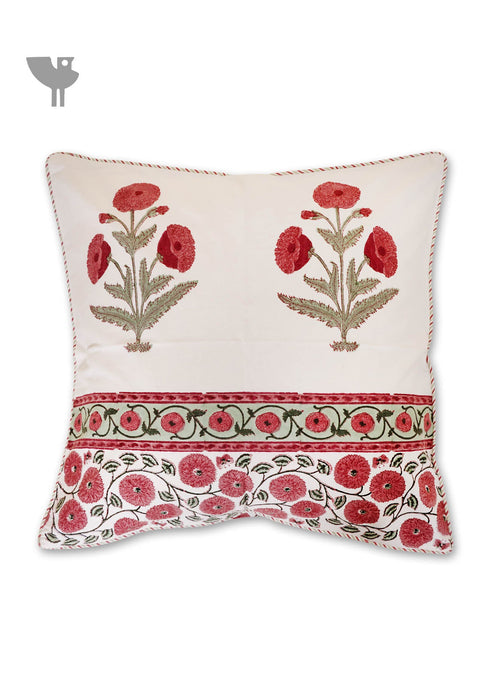 20s Cotton Cushion Cover in Floral Block Print