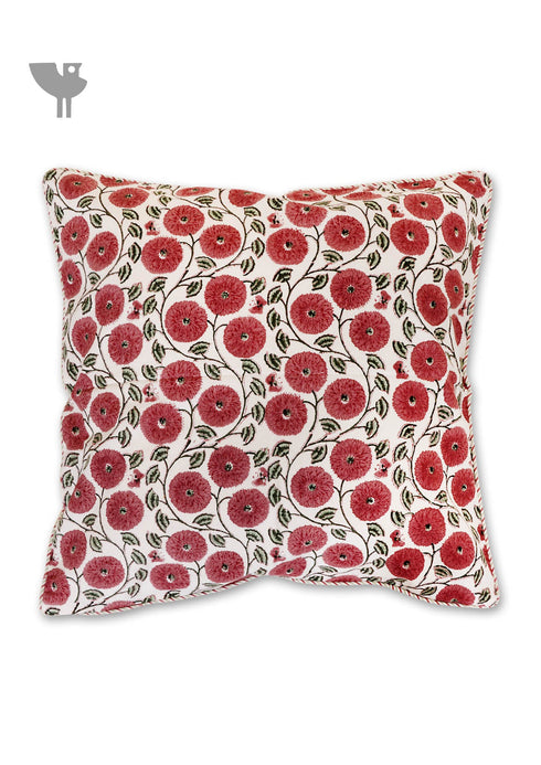 20s Cotton Cushion Cover in Floral Block Print