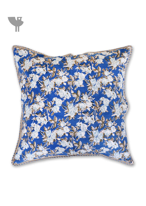 20s Cotton Cushion Cover in Floral Block Print