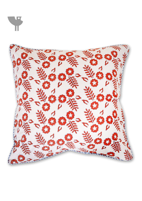 20s Cotton Cushion Cover in Block Print with Piping