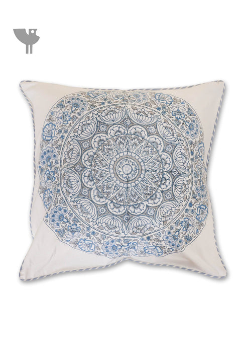 20s Cotton Cushion Cover in Block Print with Piping