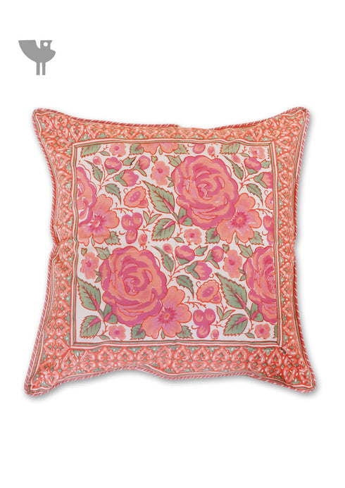 20s Cotton Cushion Cover in Floral Block Print