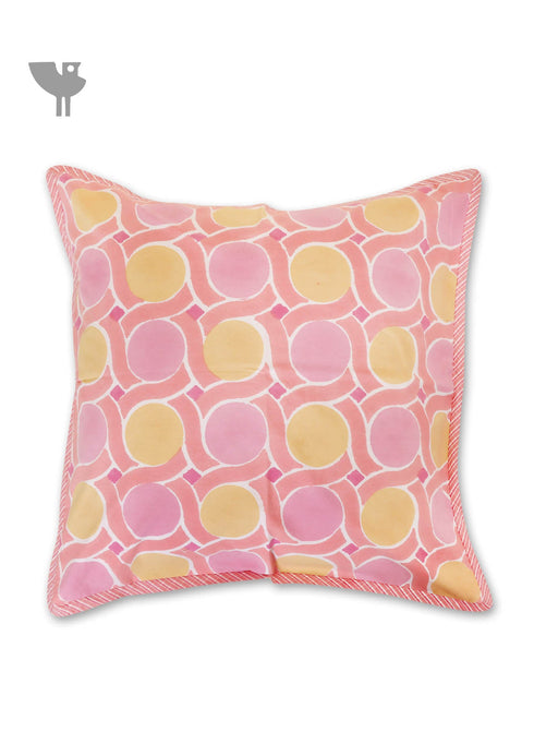 20s Cotton Cushion Cover in Block Print with Piping