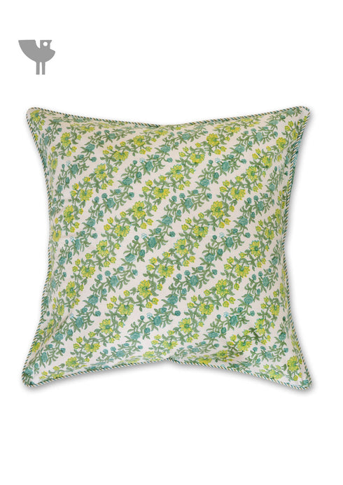 20s Cotton Cushion Cover in Floral Block Print