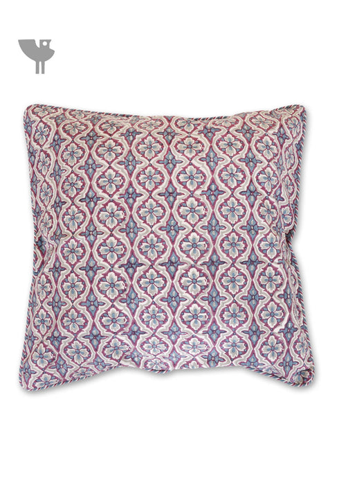 20s Cotton Cushion Cover in Block Print with Piping