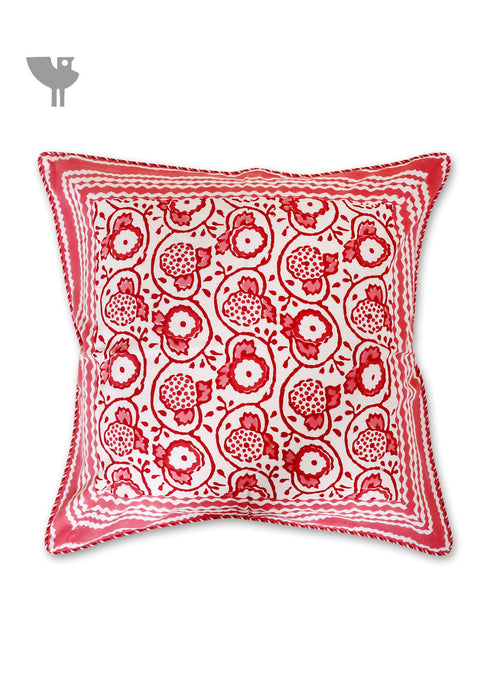 20s Cotton Cushion Cover in Block Print with Piping