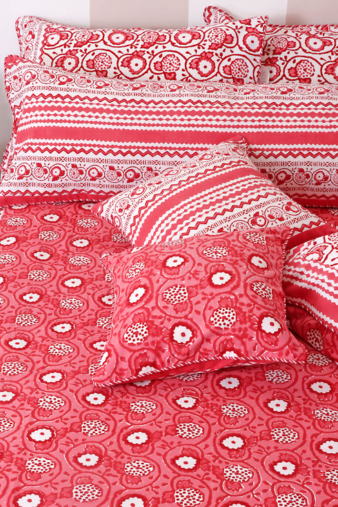 20s Cotton Cushion Cover in Block Print with Piping