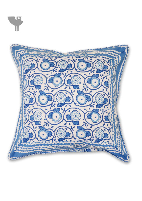 20s Cotton Cushion Cover in Block Print with Piping