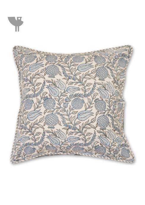 20s Cotton Cushion Cover in Block Print with Piping