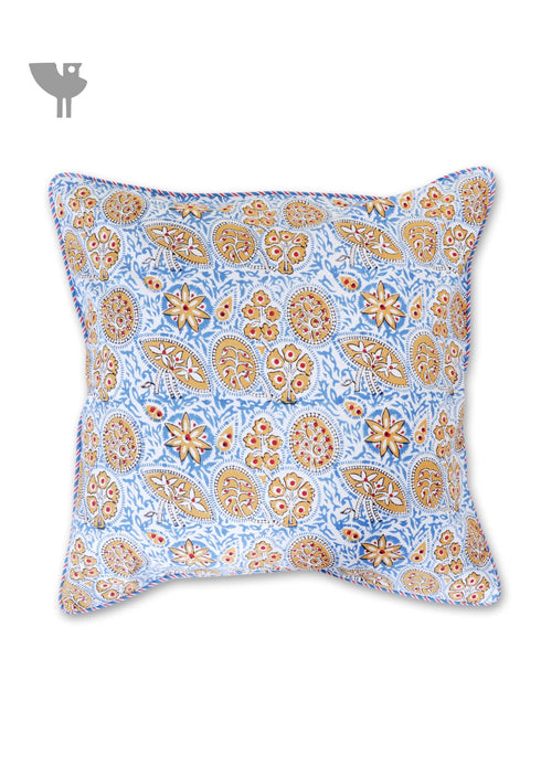 20s Cotton Cushion Cover in Block Print with Piping