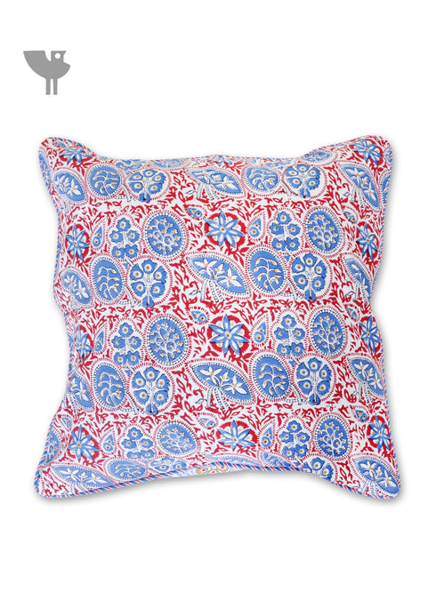 20s Cotton Cushion Cover in Block Print with Piping