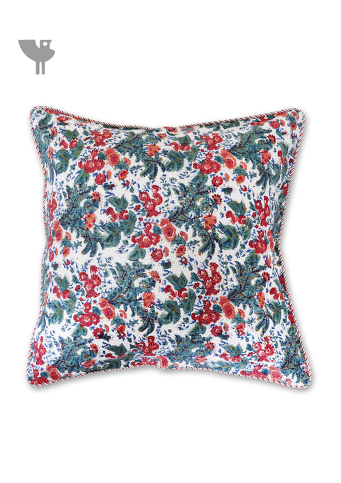 20s Cotton Cushion Cover in Floral Block Print