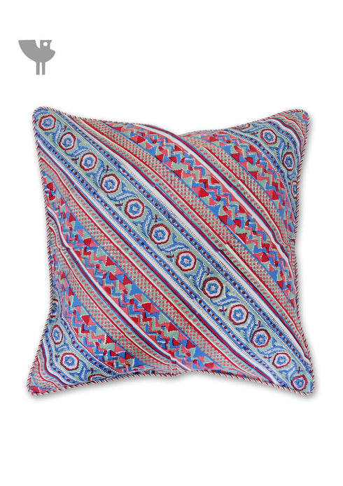 20s Cotton Cushion Cover in Floral Block Print