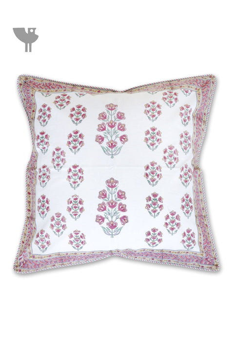 20s Cotton Cushion Cover in Floral Block Print