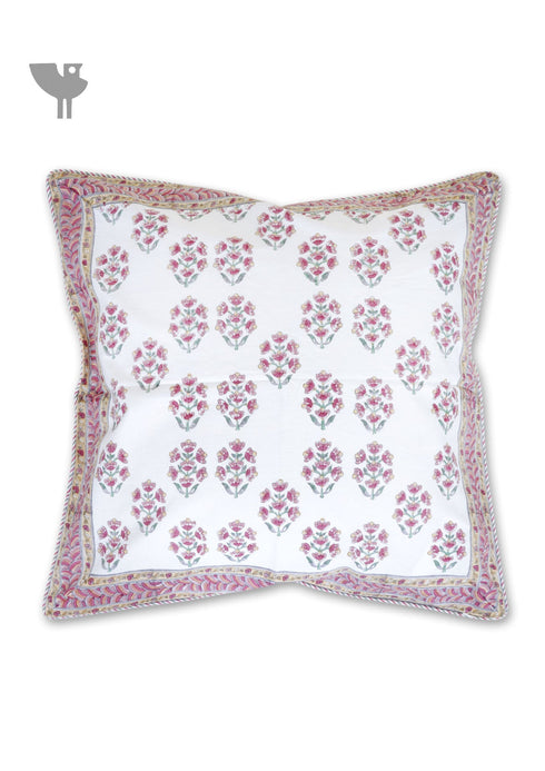 20s Cotton Cushion Cover in Floral Block Print