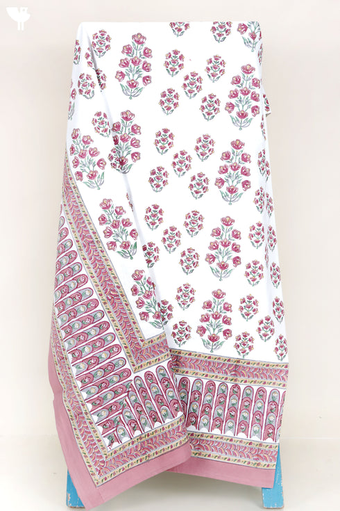 20s Cotton Bed Cover in Floral Block Print