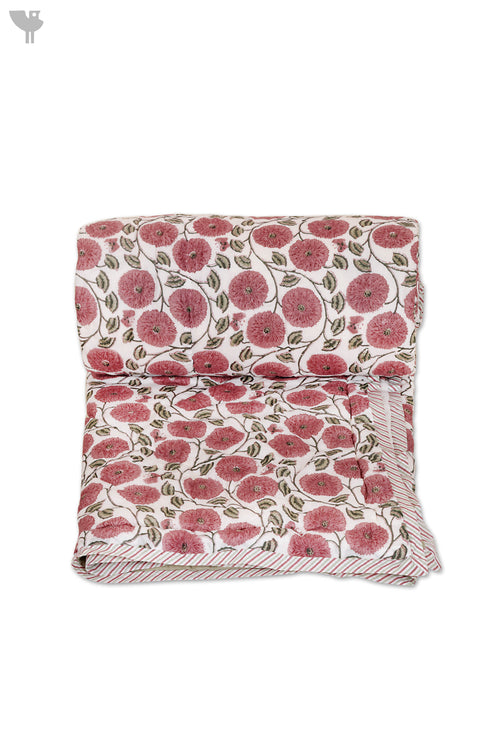 Mulmul Cotton Quilt in Floral Block Print