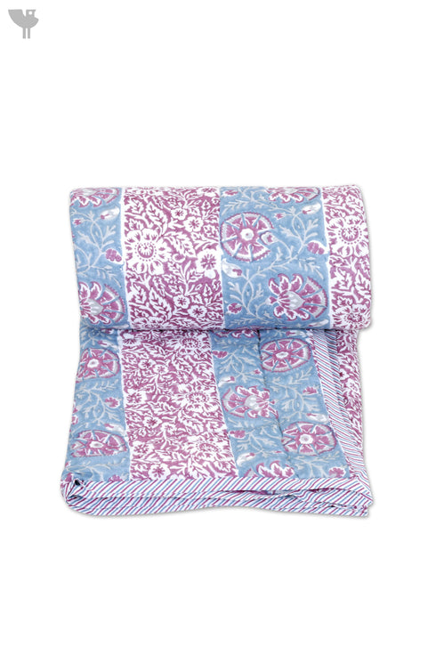 Mulmul Cotton Quilt In Assorted Block Print