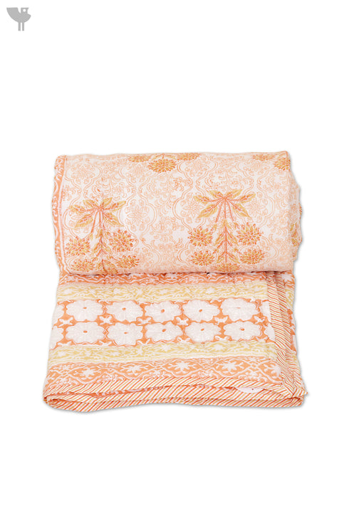 Mulmul Cotton Quilt in Floral Block Print