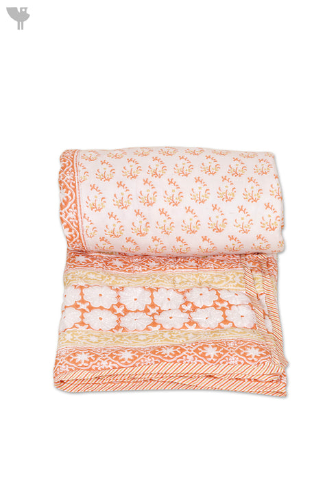 Mulmul Cotton Quilt in Floral Block Print