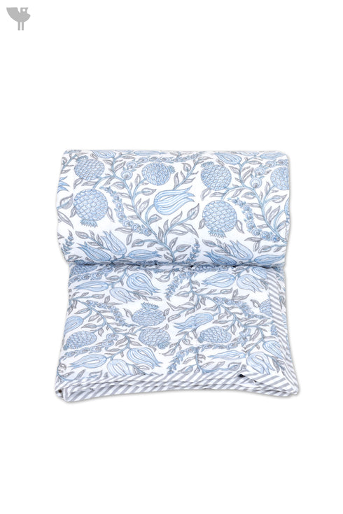 Mulmul Cotton Quilt in Floral Block Print