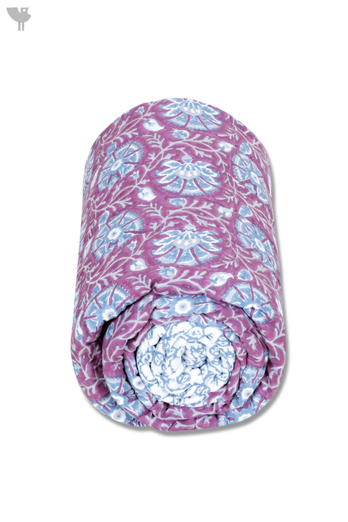 Mulmul Cotton Quilt In Assorted Block Print