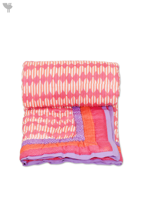 Mulmul Cotton Quilt In Geometric Block Print