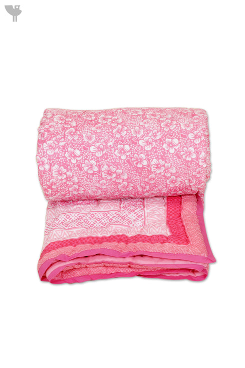 Mulmul Cotton Quilt In Geometric Block Print