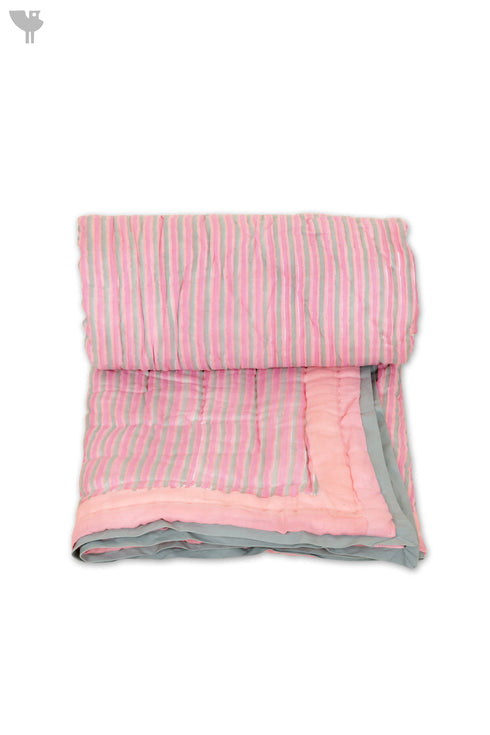 Mulmul Cotton Quilt in Floral Block Print