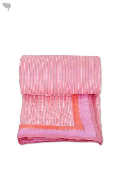 Mulmul Cotton Quilt in Floral Block Print