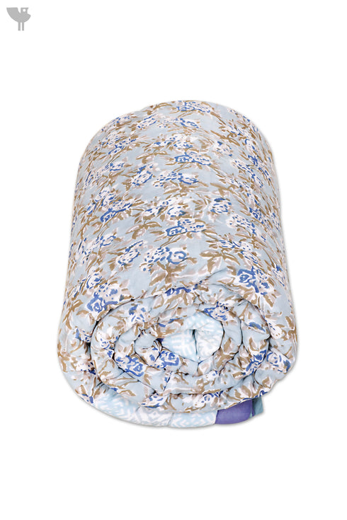 Mulmul Cotton Quilt in Floral Block Print