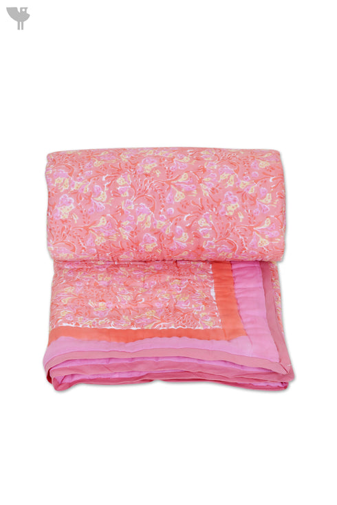 Mulmul Cotton Quilt in Floral Block Print