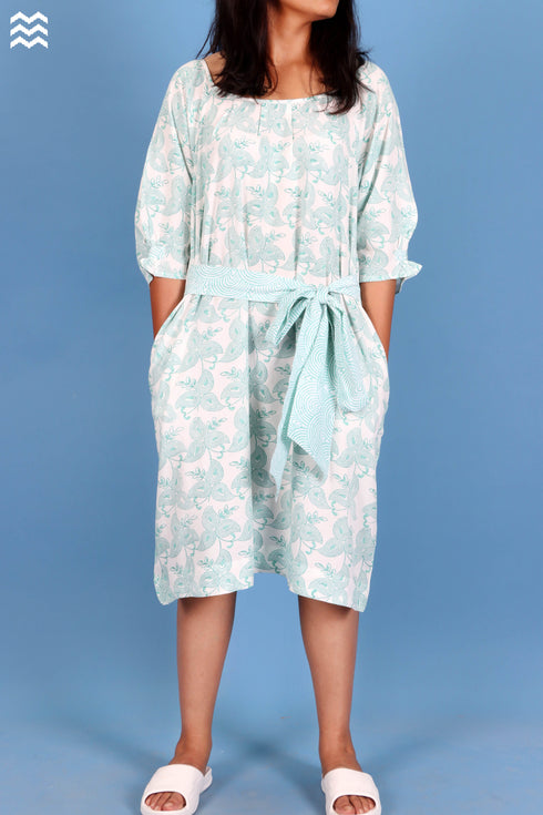 Rayon Pomegranate Dress In Abstract Block Print