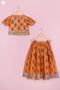 Cotton Lehenga Set In Floral Block Print