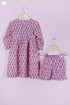 Cotton Frock & Shorts Set In Block Print