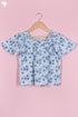 Cambric Cotton Shirred Top In Floral Block Print