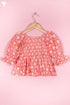 Cambric Cotton Shirred Top In Floral Block Print