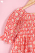 Cambric Cotton Shirred Top In Floral Block Print