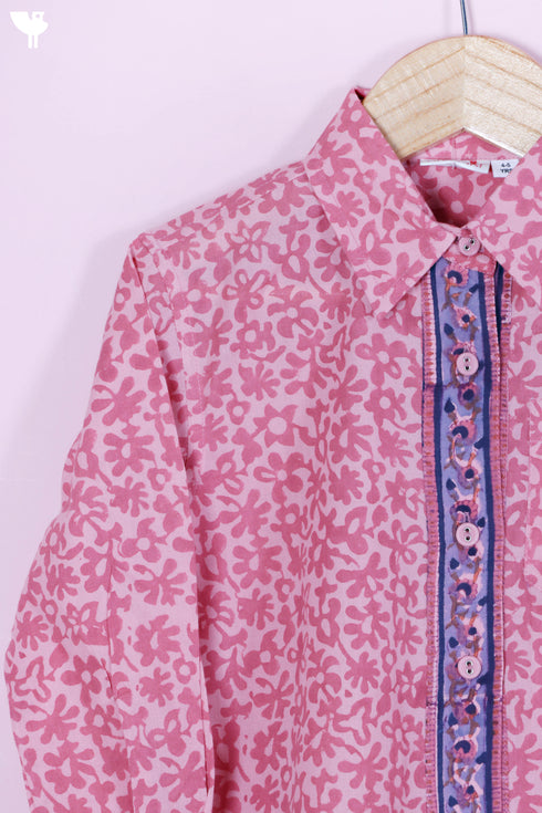 Cambric Cotton Top In Block Print
