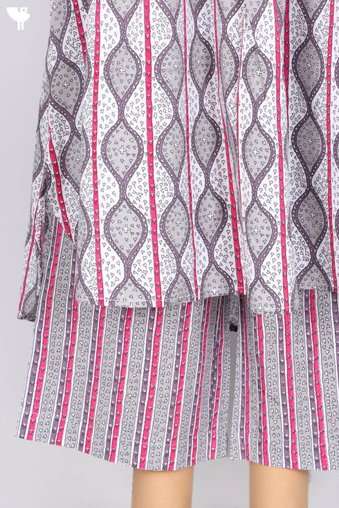 Cambric Cotton Kurta And Pant Set In Graphic Print