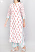 Cambric Cotton Kurta And Pant Set In Floral Block Print